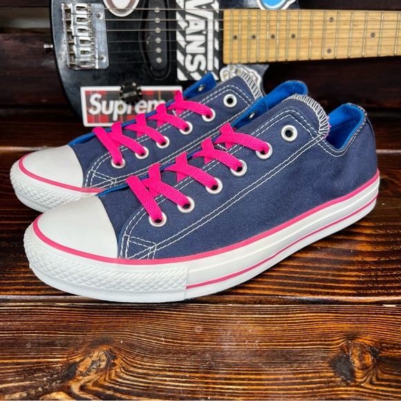 Converse Shoes - Converse All Star Double Tongue Low Top Sneakers Pink & Navy Blue